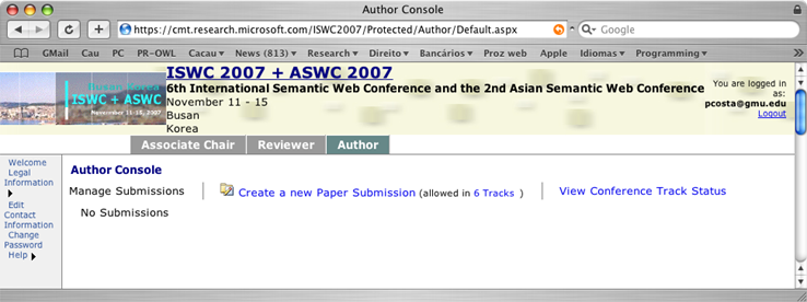 Author Console Page